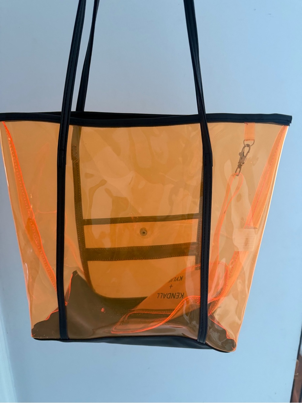 Kendall & Kylie Orange Clear Tote with Black Trim - Picture 3 of 6